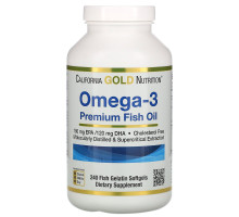 Омега-3 рыбий жир премиум-класса California Gold Nutrition (Omega-3 Premium Fish Oil) 240 капсул