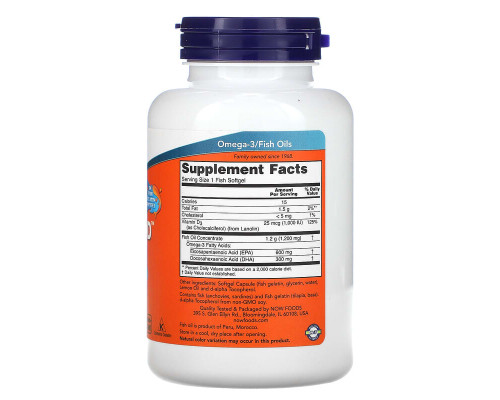     NOW Foods, ультраомега-3, 600 ЭПК / 300 ДГК, 90 капсул из рыбьего желатина