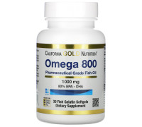 Омега 800 рыбий жир California Gold Nutrition (Omega 800 Fish Oil 80% EPA/DHA) 1000 мг 30 мягких капсул