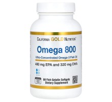 Омега-800 ультраконцентрированный рыбий жир с омега-3 California Gold Nutrition 1000 мг 90 капсул
