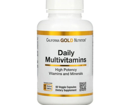 Щоденні мультивітаміни двічі на день California Gold Nutrition (Daily Two-Per-Day Multivitamins) 60 рослинних капсул Щоденні мультивітаміни двічі на день California Gold Nutrition (Daily Two-Per-Day Multivitamins) 60 рослинних капсул