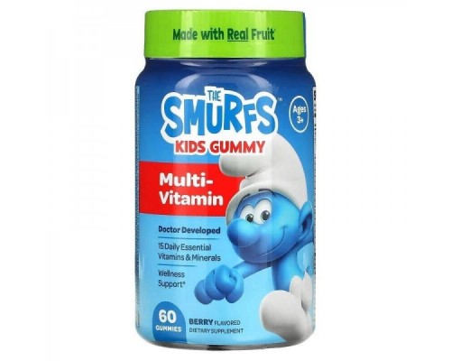Мультивітаміни для дітей The Smurfs Kids Gummy Multi-Vitamin Ages 3+ 60 Gummies (Berry) Жевательные таблетки Мультивітаміни для дітей The Smurfs Kids Gummy Multi-Vitamin Ages 3+ 60 Gummies (Berry) Жевательные таблетки