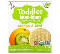 Печиво з органічним рисом Hot Kid (Toddler Mum-Mum) 60 г, 12 шт зі смаком манго та ківі