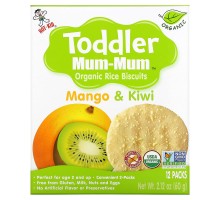Печиво з органічним рисом Hot Kid (Toddler Mum-Mum) 60 г, 12 шт зі смаком манго та ківі