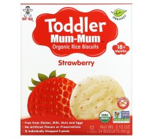 Печиво з органічним рисом Hot Kid (Toddler Mum-Mum) 60 г, 12 шт зі смаком полуниці