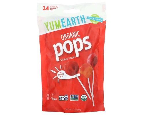 Органические леденцы YumEarth 85 г, 14 шт\упаковка, вкусы ассорти Органические леденцы YumEarth 85 г, 14 шт\упаковка, вкусы ассорти