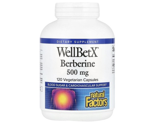 Берберін WellBetX, Natural Factors, 500 мг, 120 вегетаріанських капсул Берберін WellBetX, Natural Factors, 500 мг, 120 вегетаріанських капсул