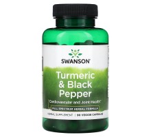 Куркума и черный перец Swanson 90 вегетарианских капсул