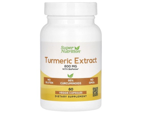 Екстракт Куркуми з Чорним перцем Super Nutrition 60 рослинних капсул Екстракт Куркуми з Чорним перцем Super Nutrition 60 рослинних капсул