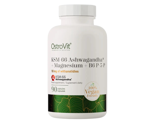 KSM-66 Ашваганда + Магний + В6 P-5-P OstroVit 90 капсул