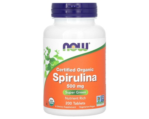 Органічна спіруліна, Now Foods, spirulina, 500 мг, 200 таблеток Органічна спіруліна, Now Foods, spirulina, 500 мг, 200 таблеток