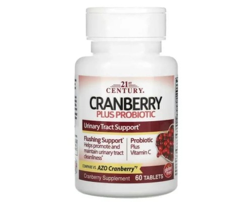 Журавлина с пробіотиками, Cranberry with Probiotic, 21st Century, 60 таблеток Журавлина с пробіотиками, Cranberry with Probiotic, 21st Century, 60 таблеток