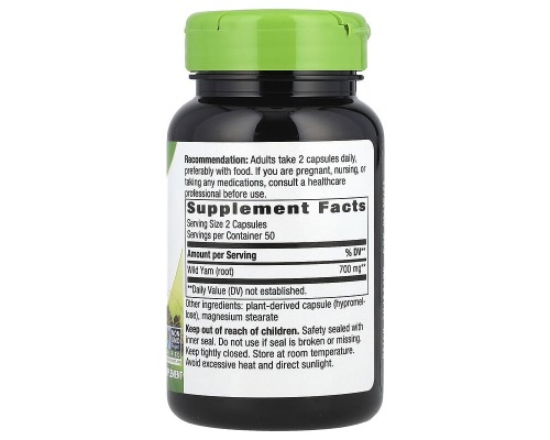 Корінь дикого ямсу Nature's Way 350 мг 100 веганських капсул
