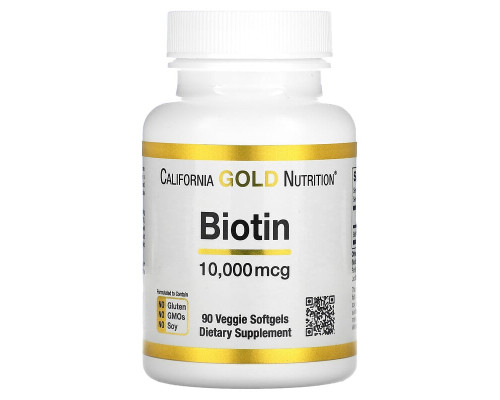 Биотин California Gold Nutrition (Biotin) 10000 мкг 90 мягких капсул