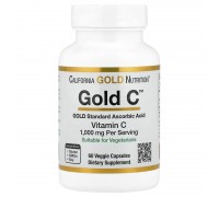Вітамін С класу USP California Gold Nutrition (Gold C) 1000 мг, 60 вегетаріанських капсул