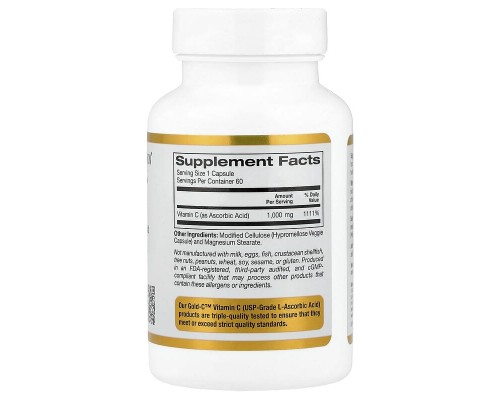 Вітамін С класу USP California Gold Nutrition (Gold C) 1000 мг, 60 вегетаріанських капсул Вітамін С класу USP California Gold Nutrition (Gold C) 1000 мг, 60 вегетаріанських капсул