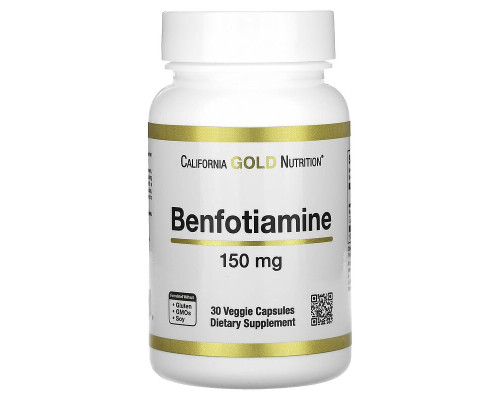     California Gold Nutrition, бенфотиамин, 150 мг, 30 растительных капсул