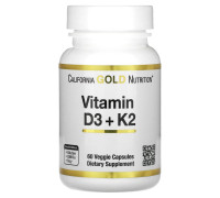 California Gold Nutrition, витамины D3 и К2, 60 растительных капсул