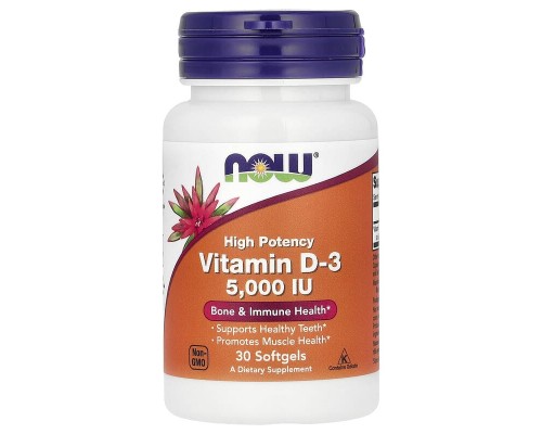 Вітамін Д3 Now Foods (Vitamin D3) 125 мкг (5000 МО), 30 капсул Вітамін Д3 Now Foods (Vitamin D3) 125 мкг (5000 МО), 30 капсул