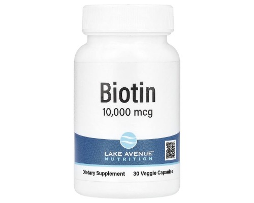 Біотин 10,000 мкг Lake Avenue Nutrition (Biotin) 30 капсул Біотин 10,000 мкг Lake Avenue Nutrition (Biotin) 30 капсул