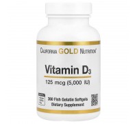Вітамін Д3 California Gold Nutrition (Vitamin D3) 5000 МО, 360 желатинових капсул
