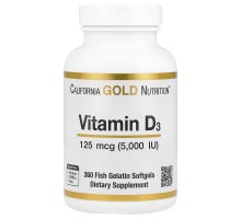 Витамин Д3 California Gold Nutrition (Vitamin D3) 5000 МЕ, 360 желатиновых капсул