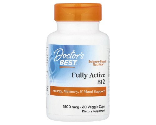 Активний вітамін В12 Doctor's Best (Fully Active B12) 1500 мкг 60 рослинних капсул Активний вітамін В12 Doctor's Best (Fully Active B12) 1500 мкг 60 рослинних капсул