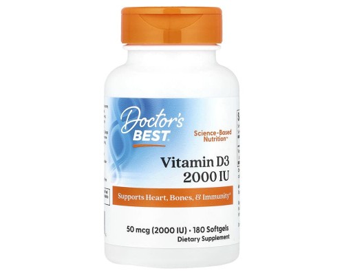 Вітамін Д3 Doctor's Best 2000 МЕ, 180 капсул
