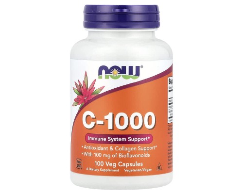 Вітамін С-1000 Now Foods, 100 вегетаріанських капсул Вітамін С-1000 Now Foods, 100 вегетаріанських капсул