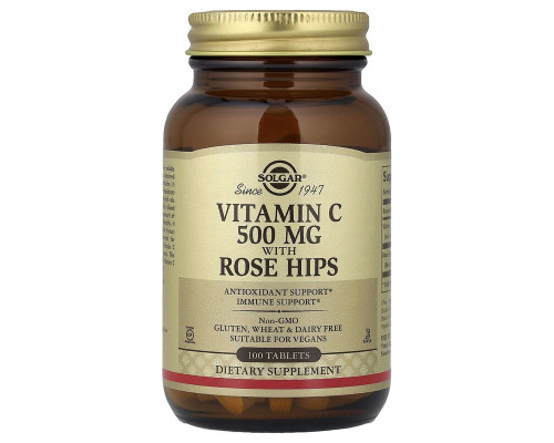Вітамін С із шипшиною Solgar (Vitamin C with Rose hips) 500 мг, 100 таблеток