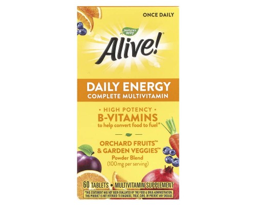 Комплекс мультивітамінів та мультимінералів для щоденного поповнення запасу енергії Alive! Nature's Way 60 таблеток