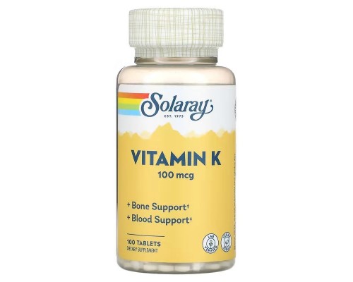 Вітамін К Solaray (Vitamin K) 100 мкг 100 таблеток Вітамін К Solaray (Vitamin K) 100 мкг 100 таблеток