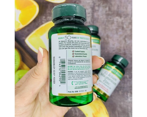Nature's Bounty, Кальцій, магній та цинк з вітаміном D3, 100 капсулоподібних таблеток в оболонці Nature's Bounty, Кальцій, магній та цинк з вітаміном D3, 100 капсулоподібних таблеток в оболонці