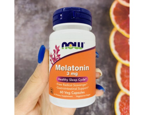 Now Foods, мелатонін, melatonin, 3 мг, 60 рослинних капсул Now Foods, мелатонін, melatonin, 3 мг, 60 рослинних капсул