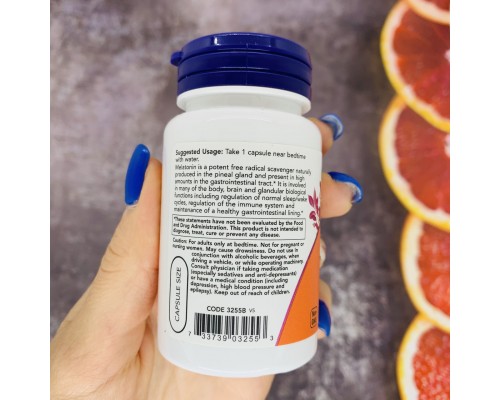 Now Foods, мелатонін, melatonin, 3 мг, 60 рослинних капсул Now Foods, мелатонін, melatonin, 3 мг, 60 рослинних капсул