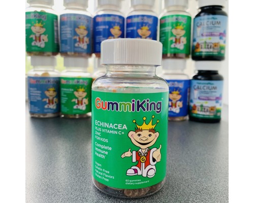 GummiKing, Ехінацея плюс вітамін C + цинк для дітей, 60 жувальних таблеток GummiKing, Ехінацея плюс вітамін C + цинк для дітей, 60 жувальних таблеток
