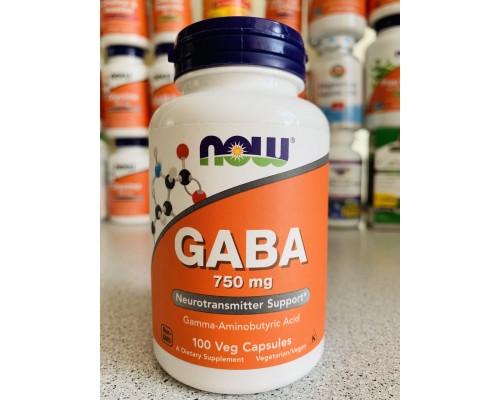 Now Foods, GABA, ГАМК, 750 мг, 100 рослинних капсул Now Foods, GABA, ГАМК, 750 мг, 100 рослинних капсул
