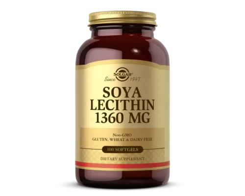 Лецитин невибілений Solgar (Lecithin) 1360 мг 100 капсул Лецитин невибілений Solgar (Lecithin) 1360 мг 100 капсул