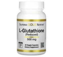 California Gold Nutrition, L-глутатион (восстановленная форма), 500 мг, 30 вегетарианских капсул