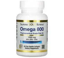 Омега 800 риб'ячий жир California Gold Nutrition (Omega 800 Fish Oil 80% EPA/DHA) 1000 мг 30 м'яких капсул