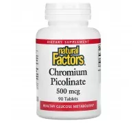 Natural Factors, Піколінат хрому, 500 мкг, 90 таблеток