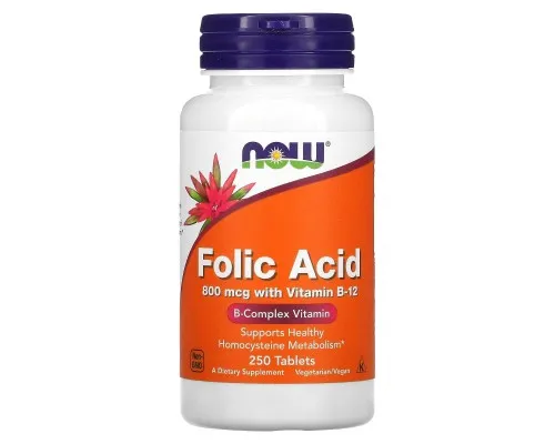 Фолиевая кислота с витамином B12 Now Foods (Folic Acid) 800 мкг 250 таблеток Фолиевая кислота с витамином B12 Now Foods (Folic Acid) 800 мкг 250 таблеток