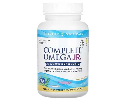 Nordic Naturals, Complete Omega Junior, для детей 6–12 лет, со вкусом лимона, 283 мг, 90 мини-капсул Nordic Naturals, Complete Omega Junior, для детей 6–12 лет, со вкусом лимона, 283 мг, 90 мини-капсул