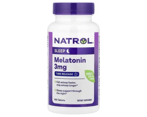 Мелатонін поступового вивільнення Natrol 3 мг, 100 таблеток Мелатонін поступового вивільнення Natrol 3 мг, 100 таблеток