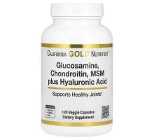 Глюкозамін, Хондроітин, МСМ і Гіалуронова кислота California Gold Nutrition 120 вегетаріанських капсул