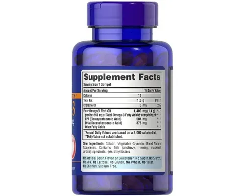 Риб'ячий жир Омега-3 Puritan's Pride (Triple Strength Omega-3 Fish Oil) 1400 мг 120 капсул