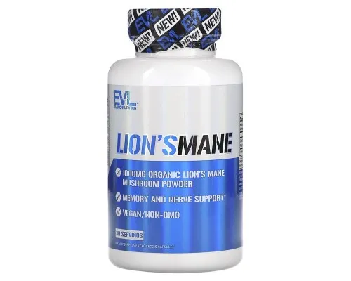 Ежовик гребенчатый EVL (Lion`s Mane) 1000 мкг, 60 растительных капсул Ежовик гребенчатый EVL (Lion`s Mane) 1000 мкг, 60 растительных капсул