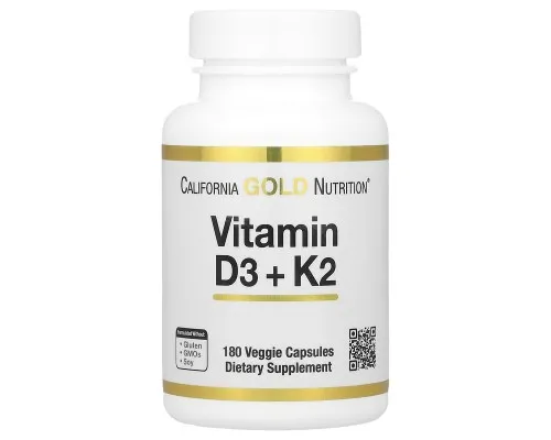 Вітамін Д3+К2 California Gold Nutrition (Vitamin D3+K2) 180 капсул Вітамін Д3+К2 California Gold Nutrition (Vitamin D3+K2) 180 капсул