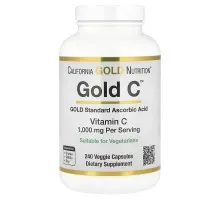 Витамин С класса USP California Gold Nutrition (Gold C) 1000 мг, 240 вегетарианских капсул