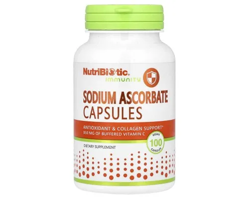 Аскорбат натрію NutriBiotic Immunity (Sodium Ascorbate) 100 веганських капсул Аскорбат натрію NutriBiotic Immunity (Sodium Ascorbate) 100 веганських капсул